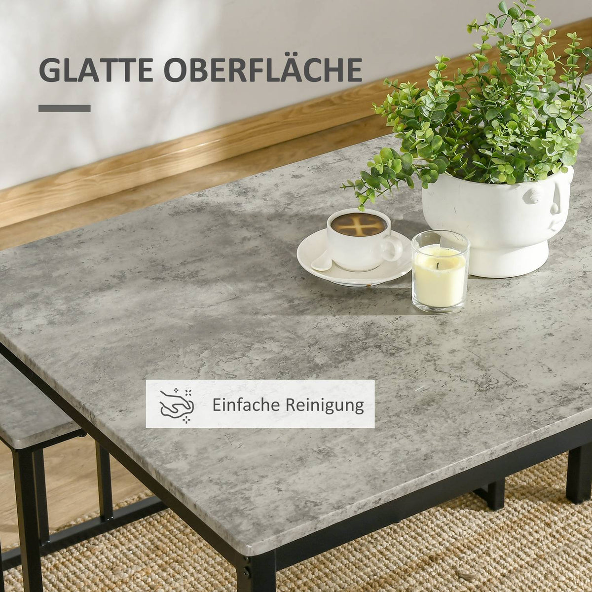 Dining group set of 4, kitchen table set, dining table with 3 benches for 4 people, dining room group, table group for kitchen, living room, gray