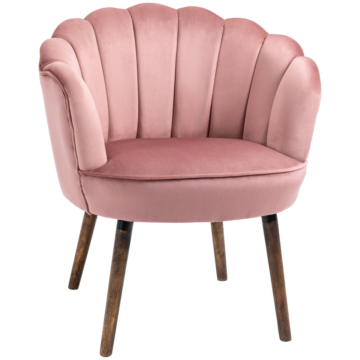 Dining room chair, kitchen chair, armchair with backrest, living room chair, polyester, rubber wood, pink, 66 x 72 x 79 cm