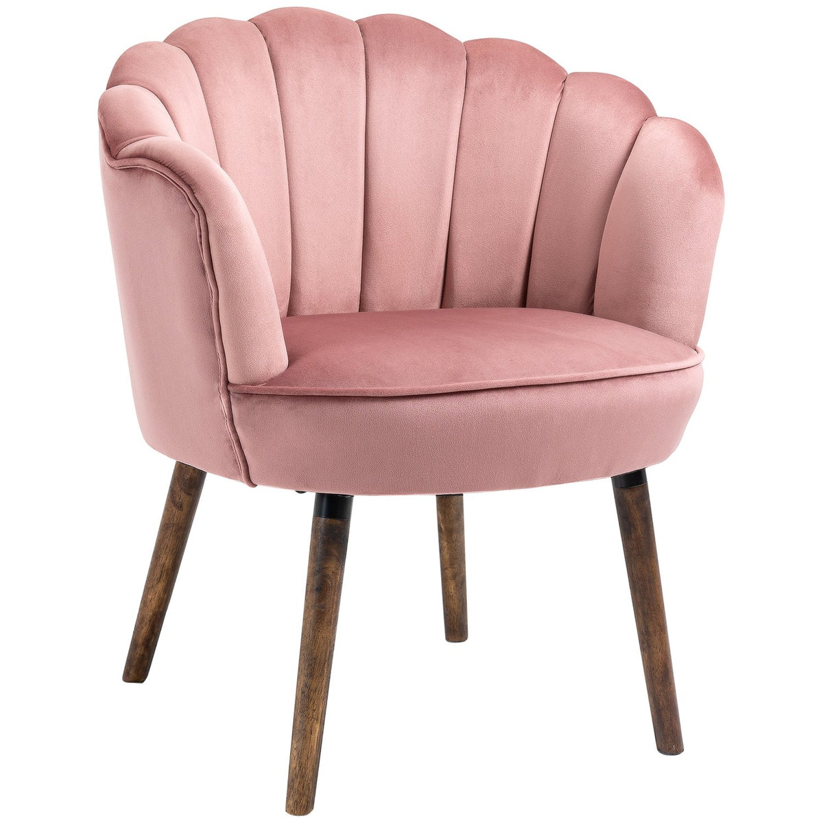 Dining room chair, kitchen chair, armchair with backrest, living room chair, polyester, rubber wood, pink, 66 x 72 x 79 cm