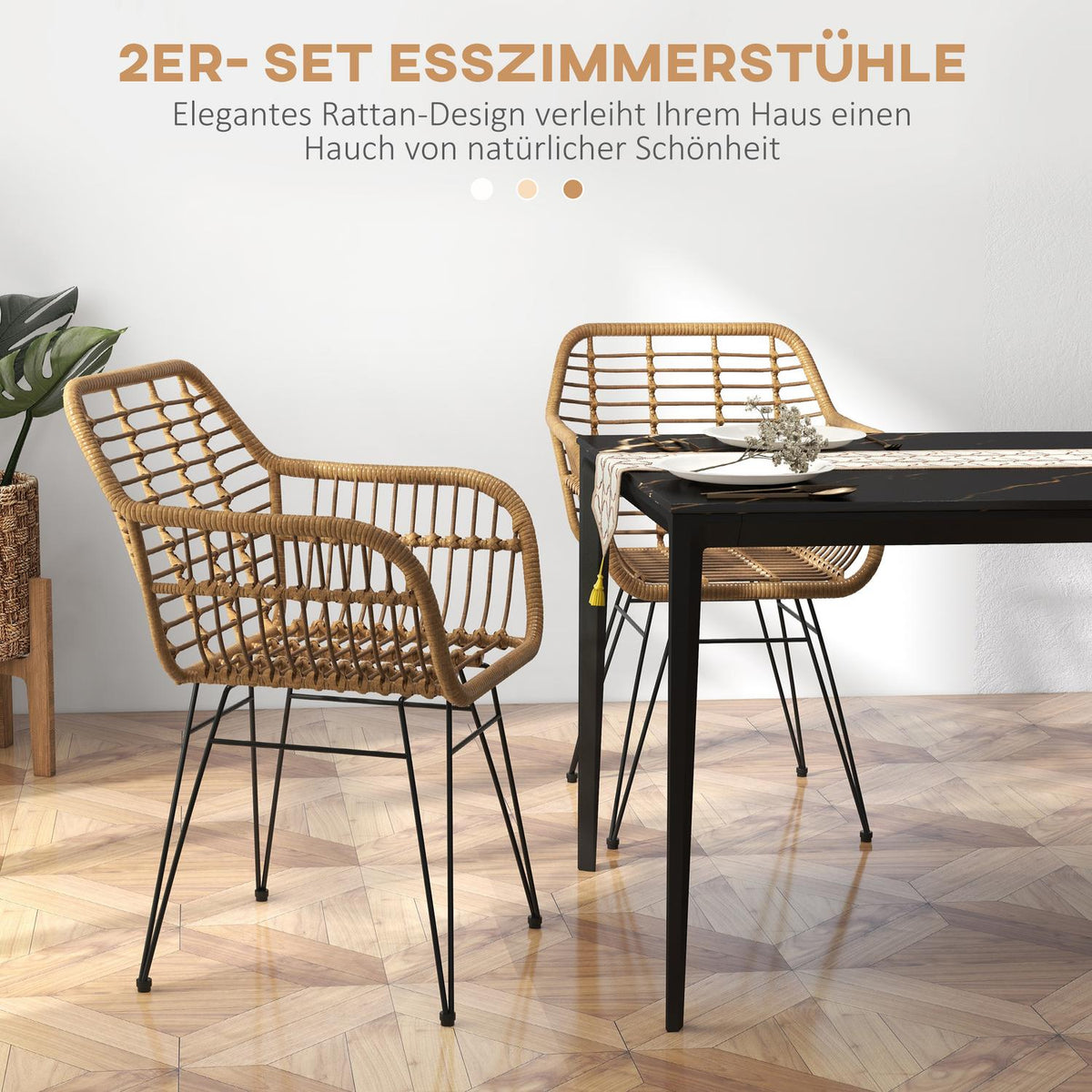 Dining room chairs set of 2 dining chairs with backrest kitchen chairs with rat look living room chair steel light brown
