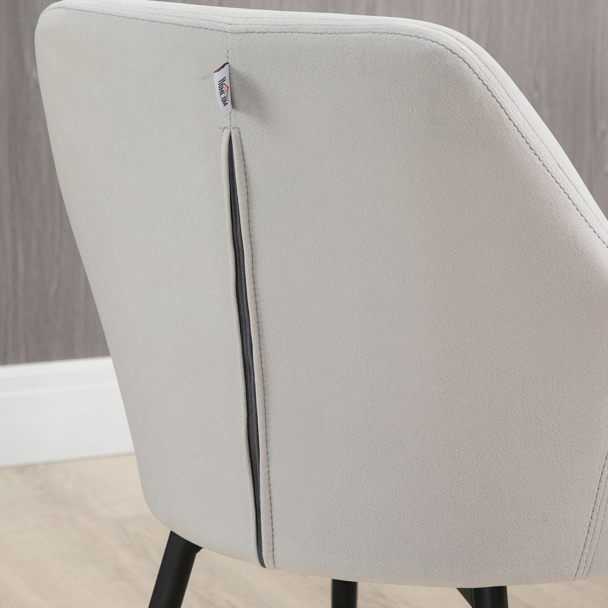 Dining room chairs set of 2 kitchen chairs with backrest, velvet look, upholstered chair with steel legs for living room, light gray 54 x 57 x 80 cm