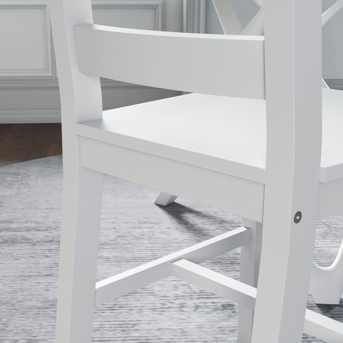 Dining room chairs set of 2 wooden kitchen chairs with slatted backrest, non-slip 41.5 x 46 x 90 cm white
