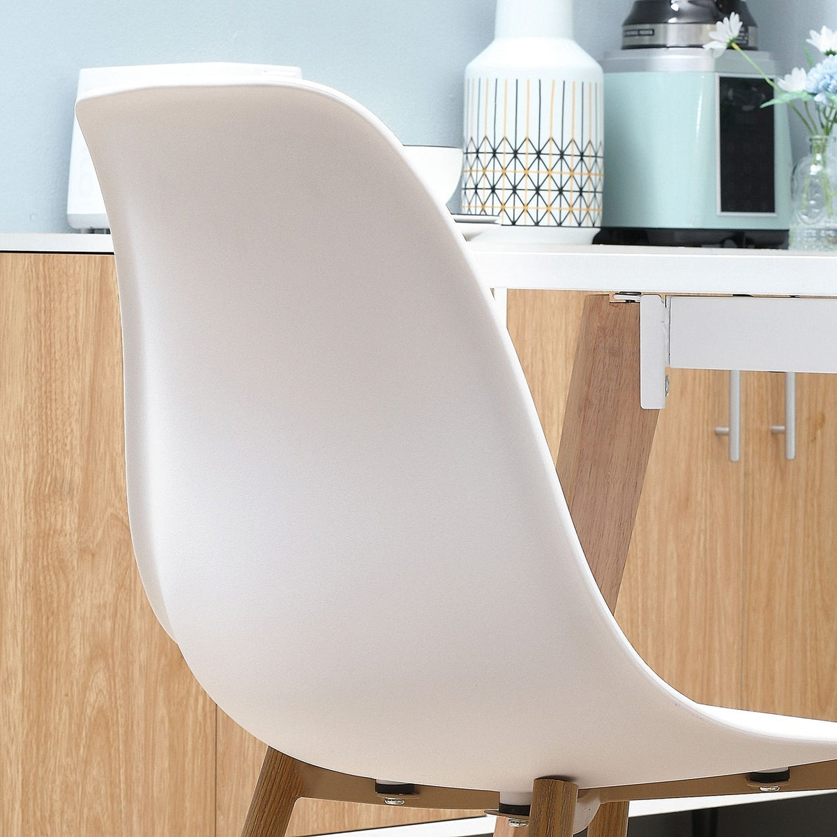 Dining room chairs set of 4 kitchen chairs with backrest, dining room chair with metal legs, for dining room, living room, 45 x 52 x 85.5 cm, white + natural