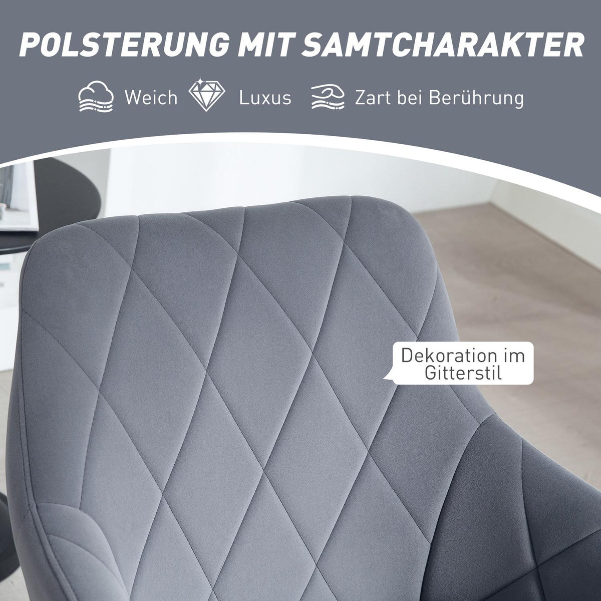 Dining room chair upholstered chair with armrest kitchen chair living room chair velvet look retro design steel gray 58 x 60.5 x 79 cm