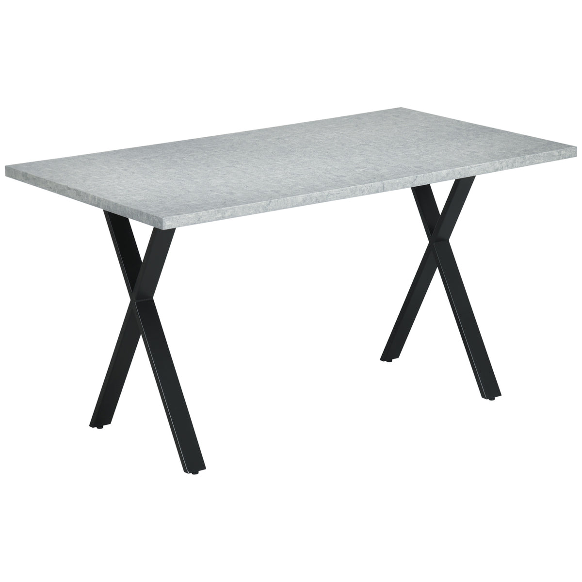 Dining room table for 6 people stone look steel legs gray 140x80x76cm