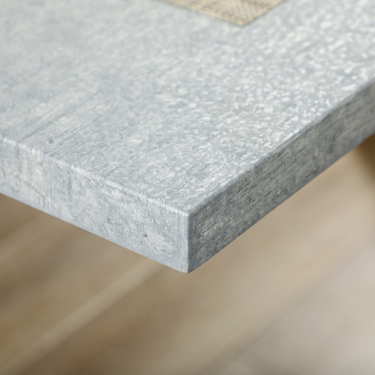 Dining room table for 6 people stone look steel legs gray 140x80x76cm
