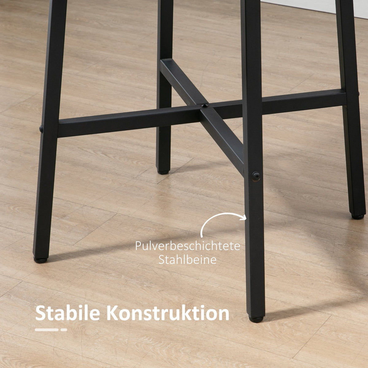 Dining room table, kitchen table for 4 people, living room table for dining room, kitchen, steel, brown, 80 x 80 x 76 cm