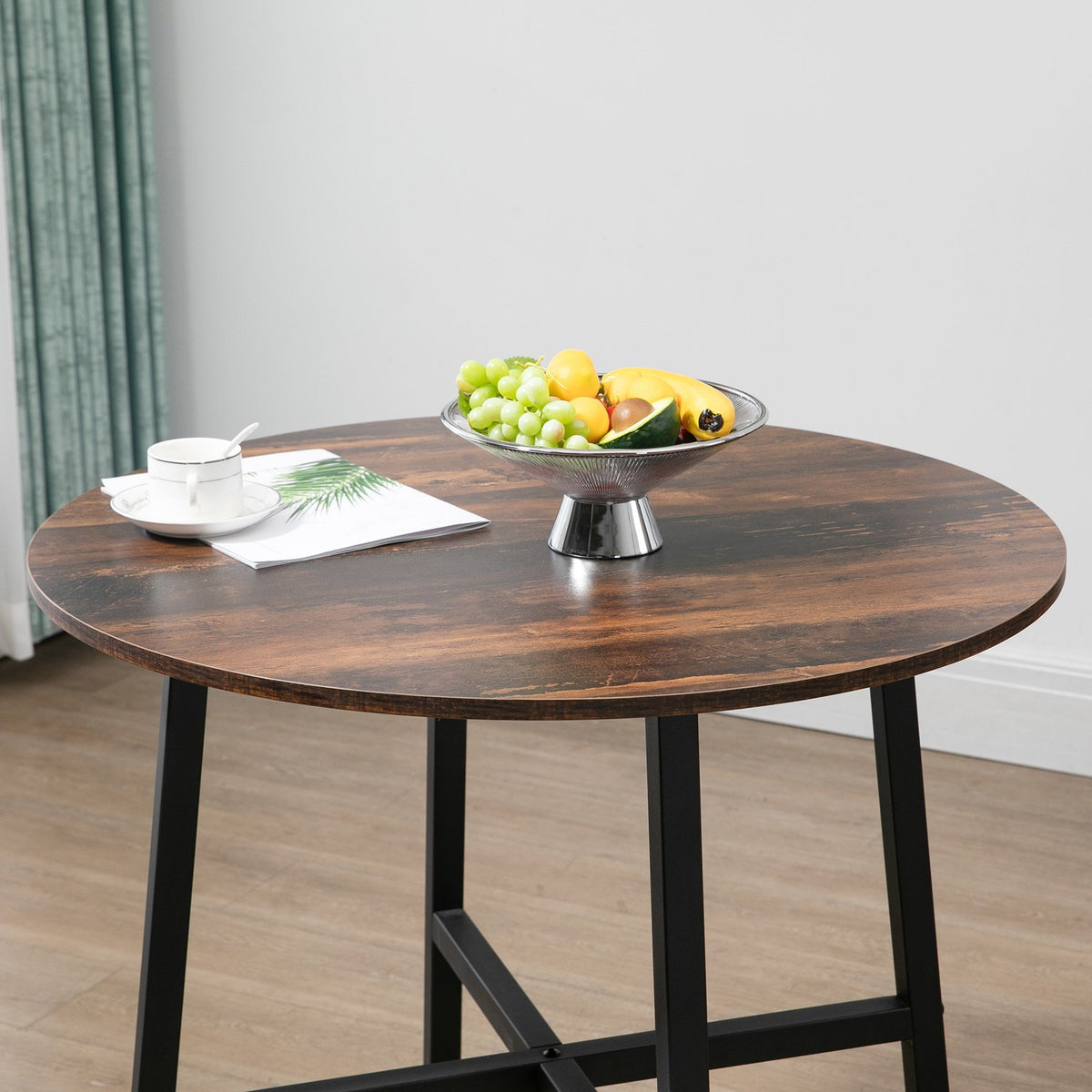 Dining room table, kitchen table for 4 people, living room table for dining room, kitchen, steel, brown, 80 x 80 x 76 cm