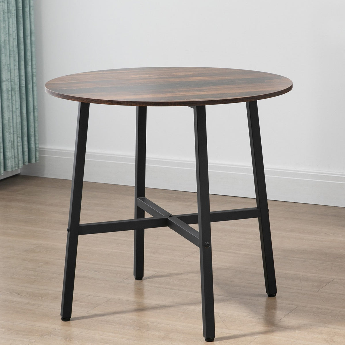 Dining room table, kitchen table for 4 people, living room table for dining room, kitchen, steel, brown, 80 x 80 x 76 cm