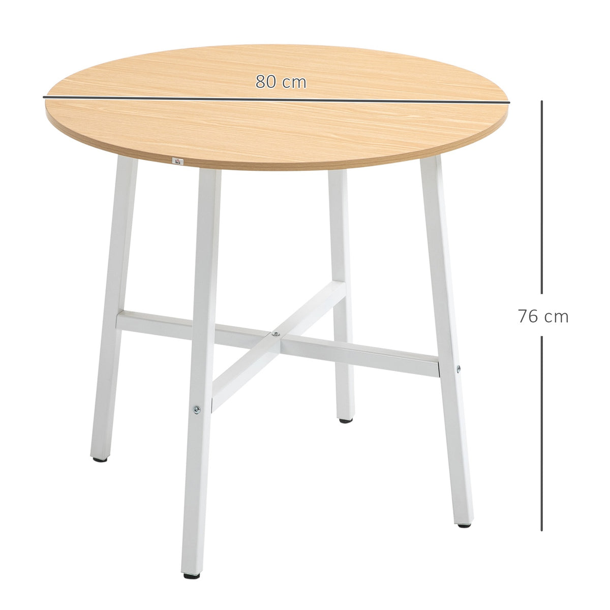 Dining room table, kitchen table for 4 people, modern living room table made of steel and natural wood, 80x80x76 cm for dining room and kitchen