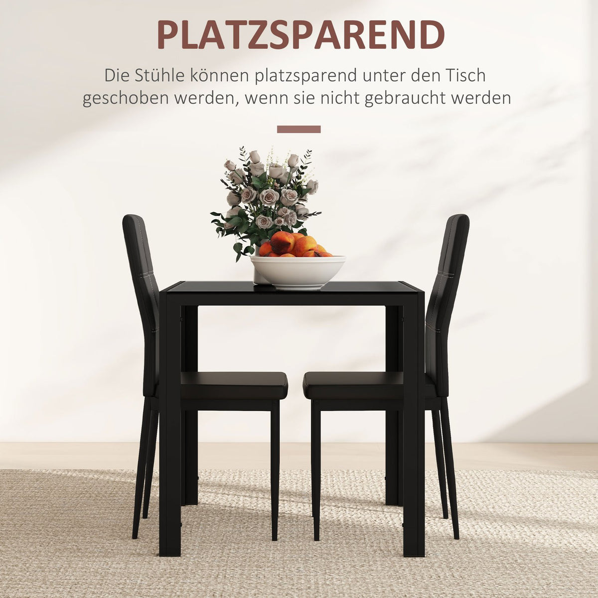 Dining set dining table with 4 chairs space-saving dining room group seating group black