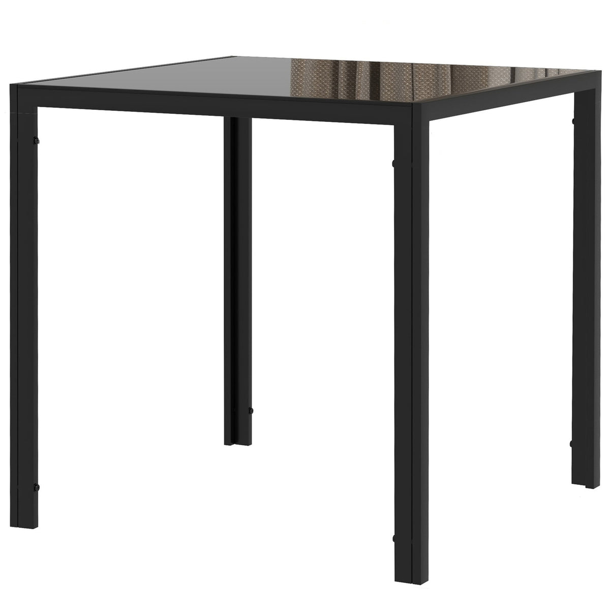 Dining table Square kitchen table for 4 people, dining room table made of tempered glass, load capacity up to 80 kg, for kitchen, dining room, 75 x 75 x 75 cm, black