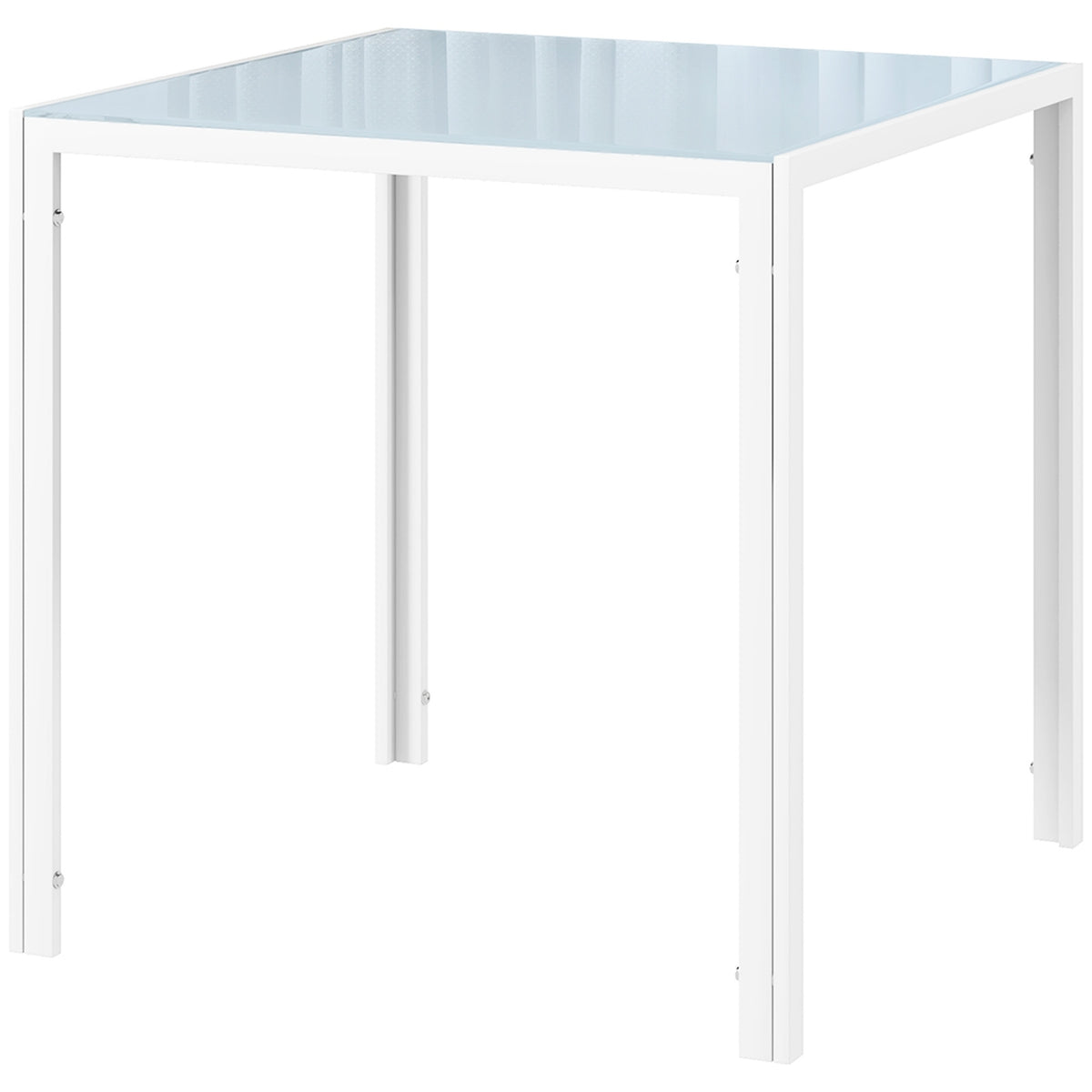 Dining table Square kitchen table for 4 people, dining room table made of tempered glass, load capacity up to 80 kg, for kitchen, dining room, 75 x 75 x 75 cm, white