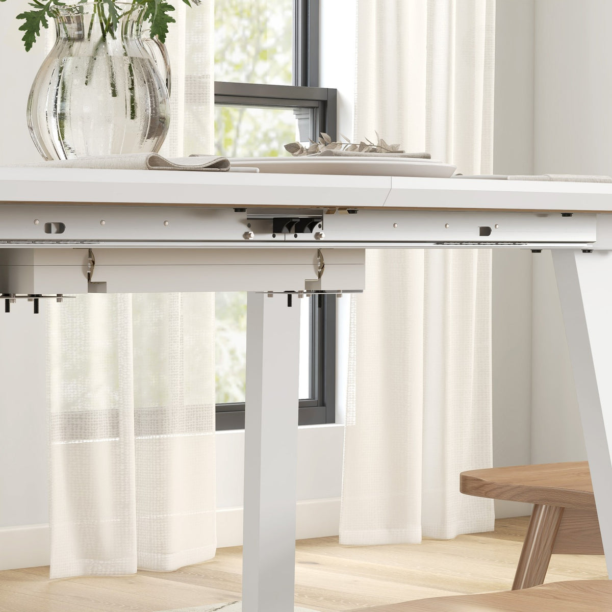 Dining table extendable kitchen table for 4-6 people, rectangular dining room table for kitchen, dining room, steel, 120/160 x 80 x 76 cm, oak