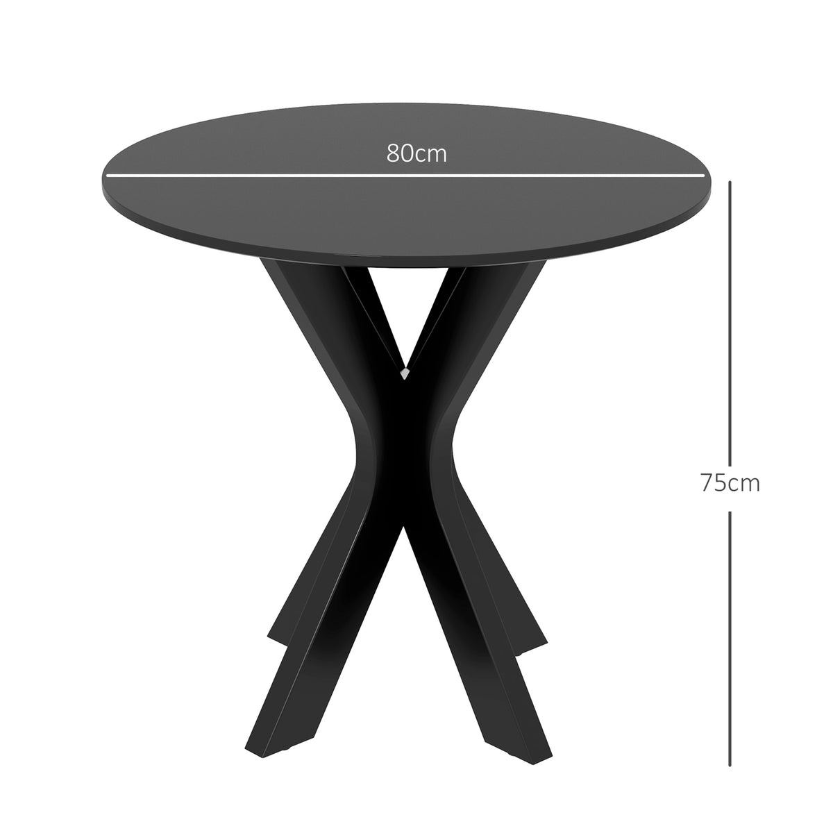 Dining table, round kitchen table, modern dining room table, coffee table with spider steel frame, bar table for 2 people, Ø78 x 75 cm, black