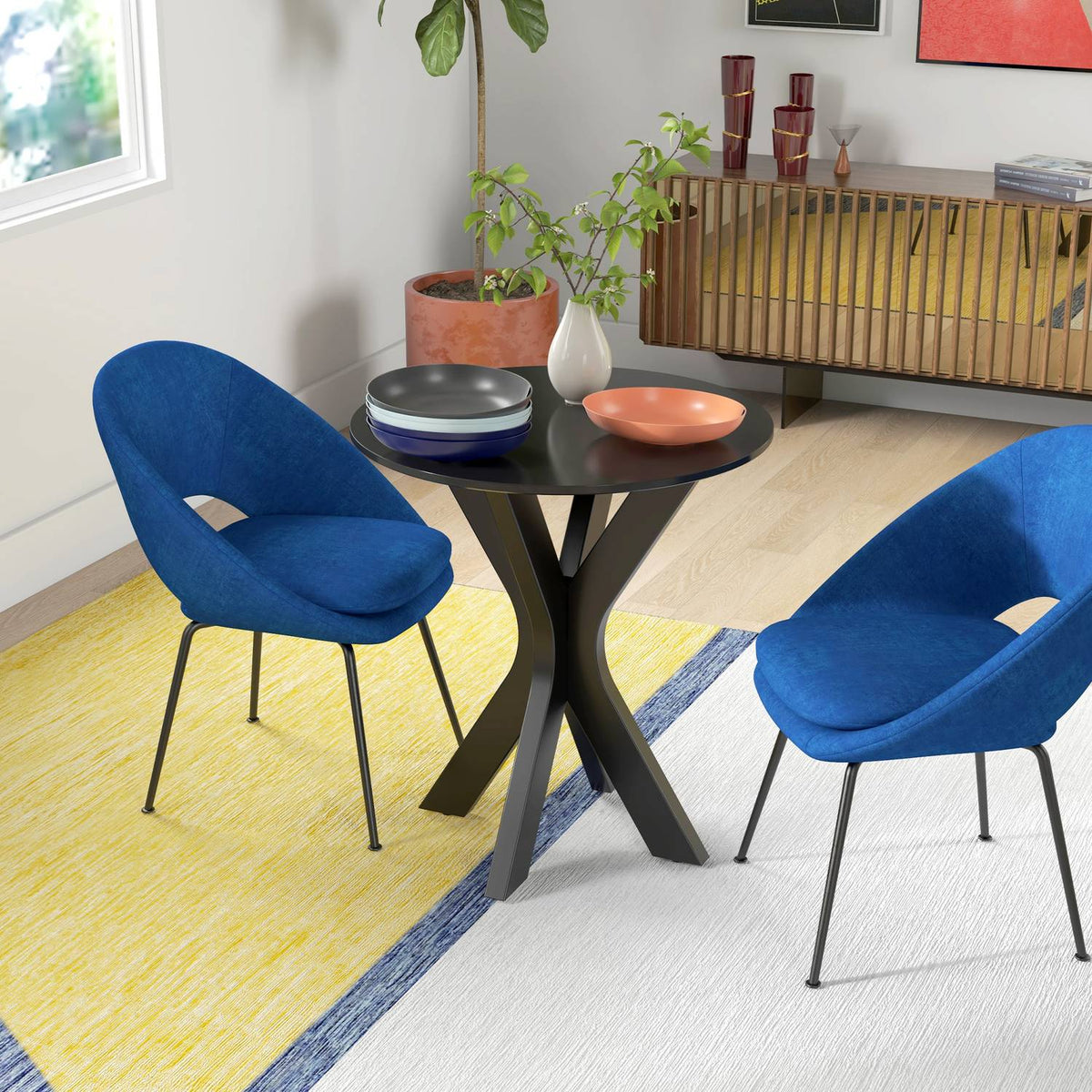 Dining table, round kitchen table, modern dining room table, coffee table with spider steel frame, bar table for 2 people, Ø78 x 75 cm, black