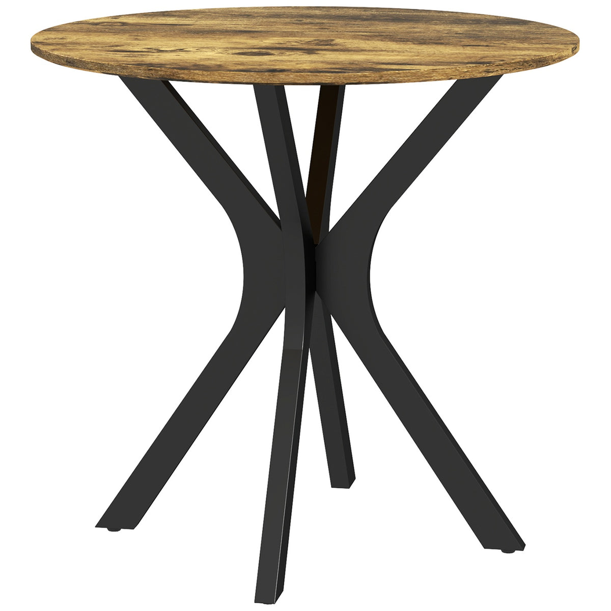 Dining table, round kitchen table, modern dining room table, coffee table with spider steel frame, bar table for 2 people, Ø78 x 75 cm, rustic brown