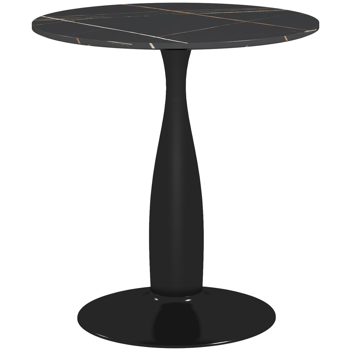 Dining table, round kitchen table, modern dining room table, coffee table with steel frame, bar table for 2 people, Ø70 x 74 cm, black