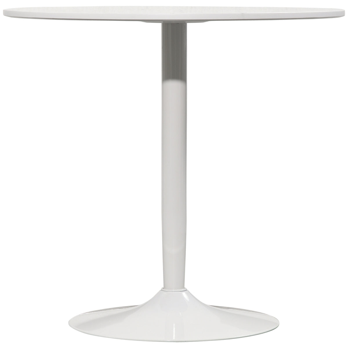 Dining table, round kitchen table, modern dining room table for 2 people, bar table pillar table with steel leg, non-slip footrest, coffee table for the living room, Ø80 x 75 cm, white |