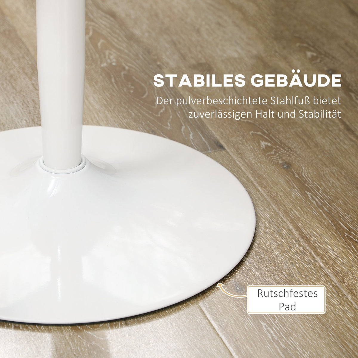 Dining table, round kitchen table, modern dining room table for 2 people, bar table pillar table with steel leg, non-slip footrest, coffee table for the living room, Ø80 x 75 cm, white |