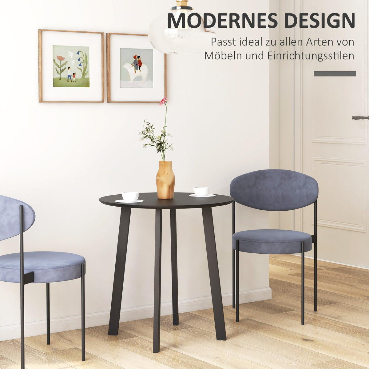 Dining table round kitchen table side table dining room table with slanted legs for kitchen dining room living room modern design black 72 x 72 x 75cm