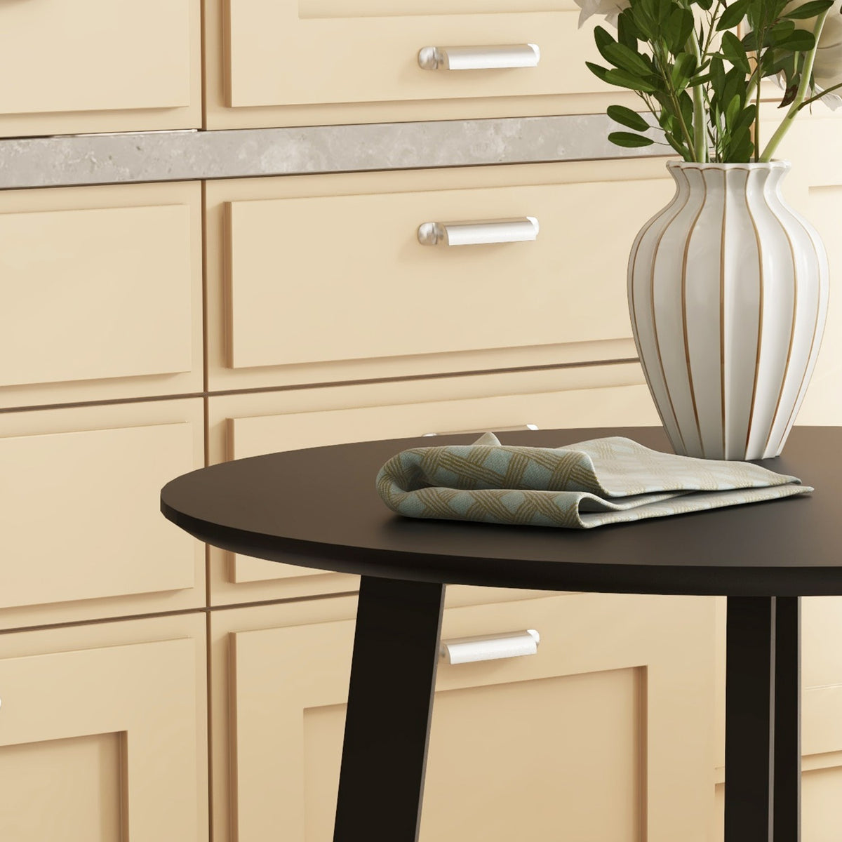 Dining table round kitchen table side table dining room table with slanted legs for kitchen dining room living room modern design black 72 x 72 x 75cm