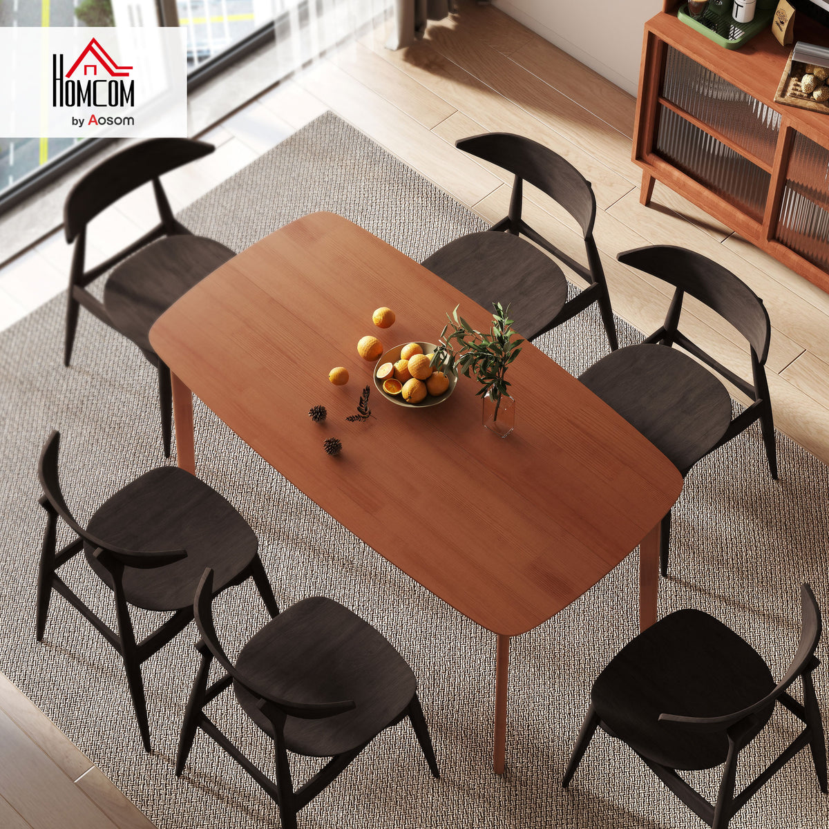 Dining table, solid pinewood, lacquered surface, 150 x 80 cm, brown