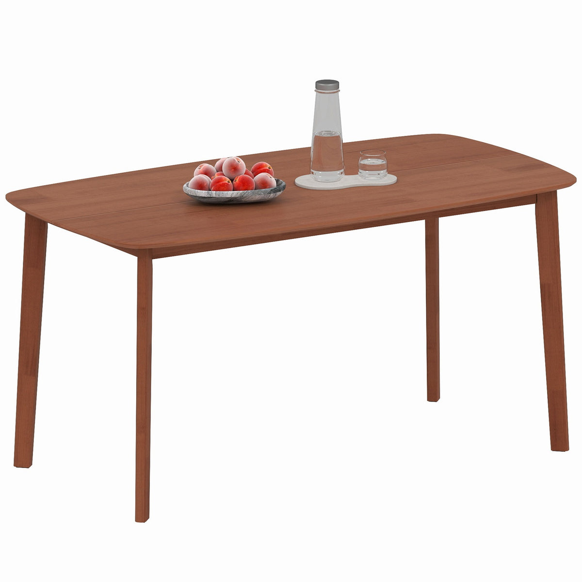 Dining table, solid pinewood, lacquered surface, 150 x 80 cm, brown