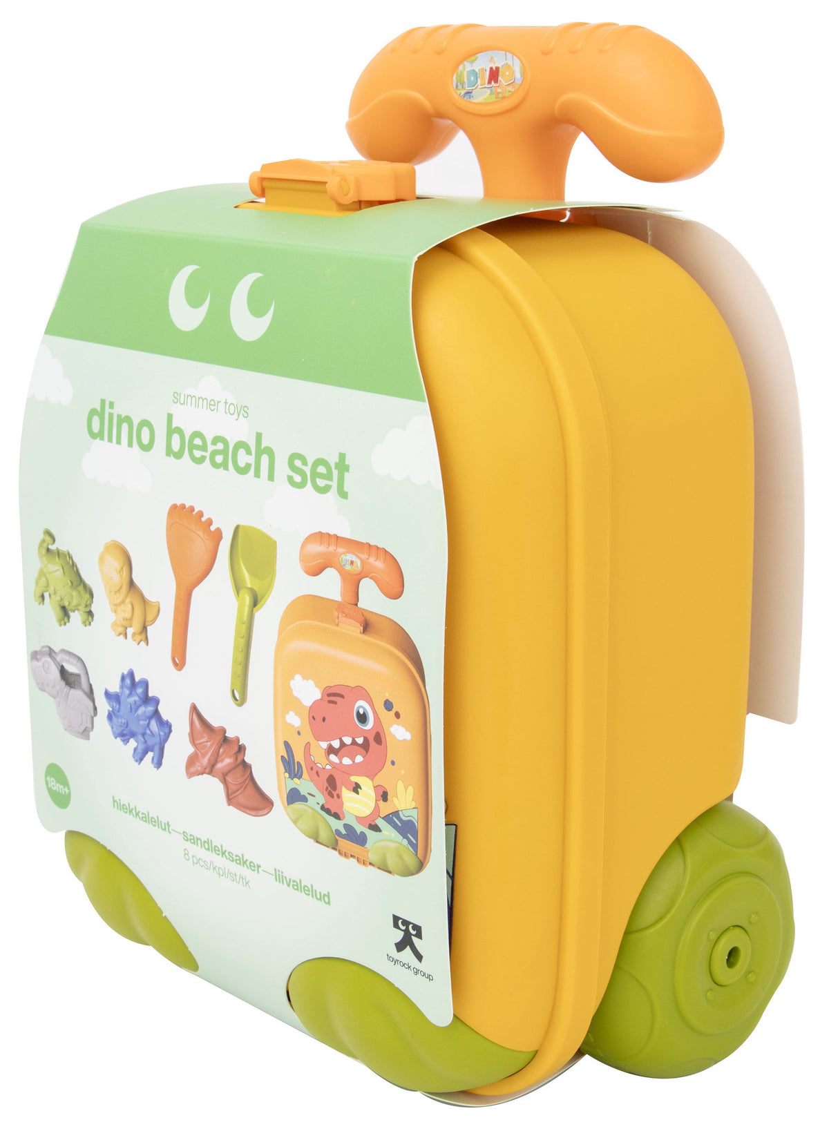 Dinosaur Beach Toy Set with Pull-Along Trolley, 8 Pcs