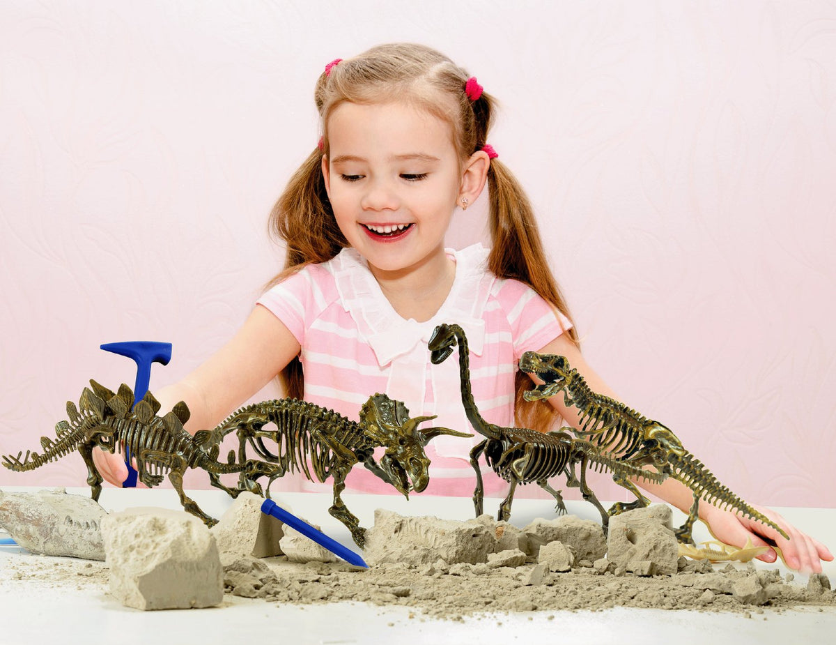 Dinosaur Fossil Excavation Kit, 4-in-1 STEM Toy, Ages 6+