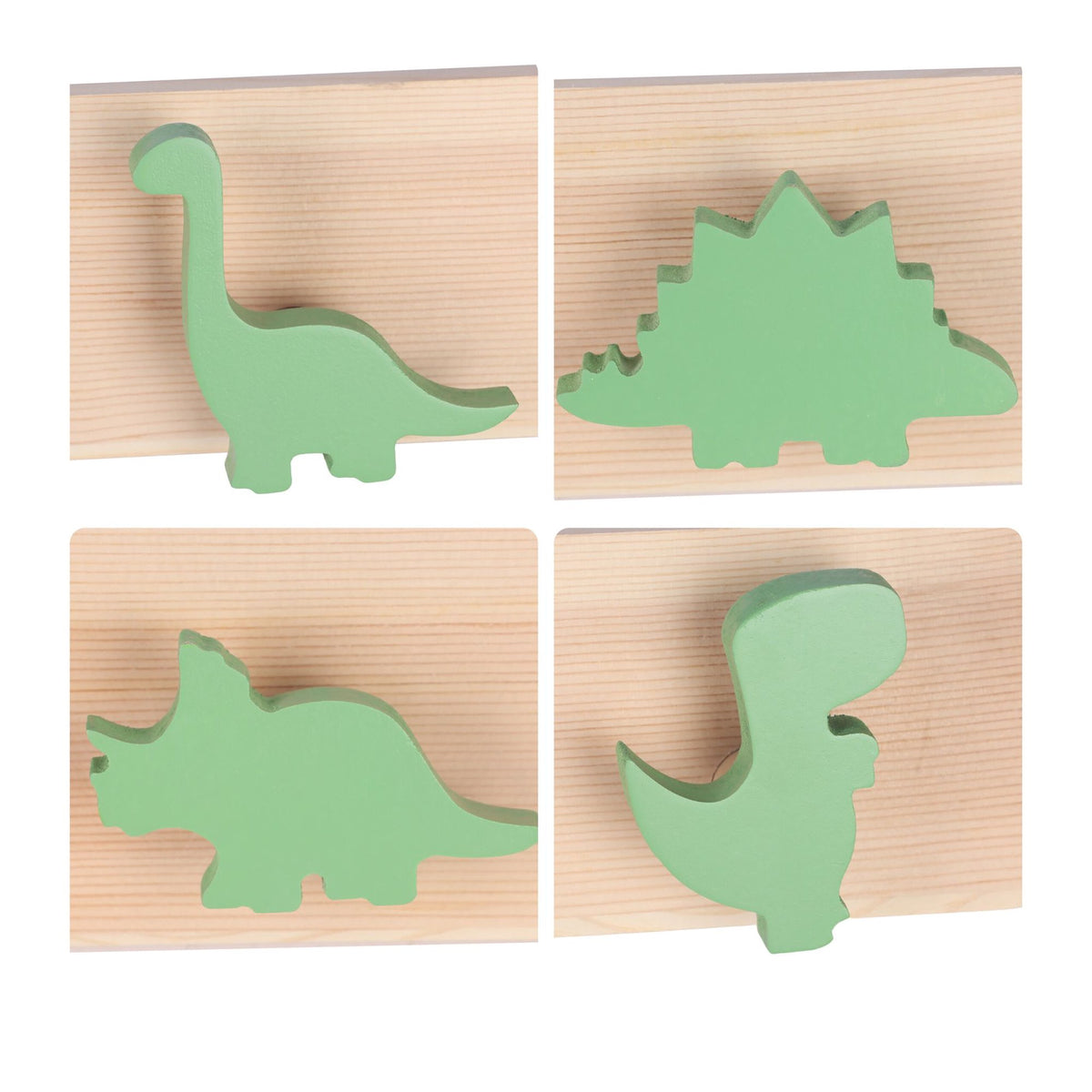 Dinosaur-Themed Kids' Coat Rack with 4 Hooks, Green