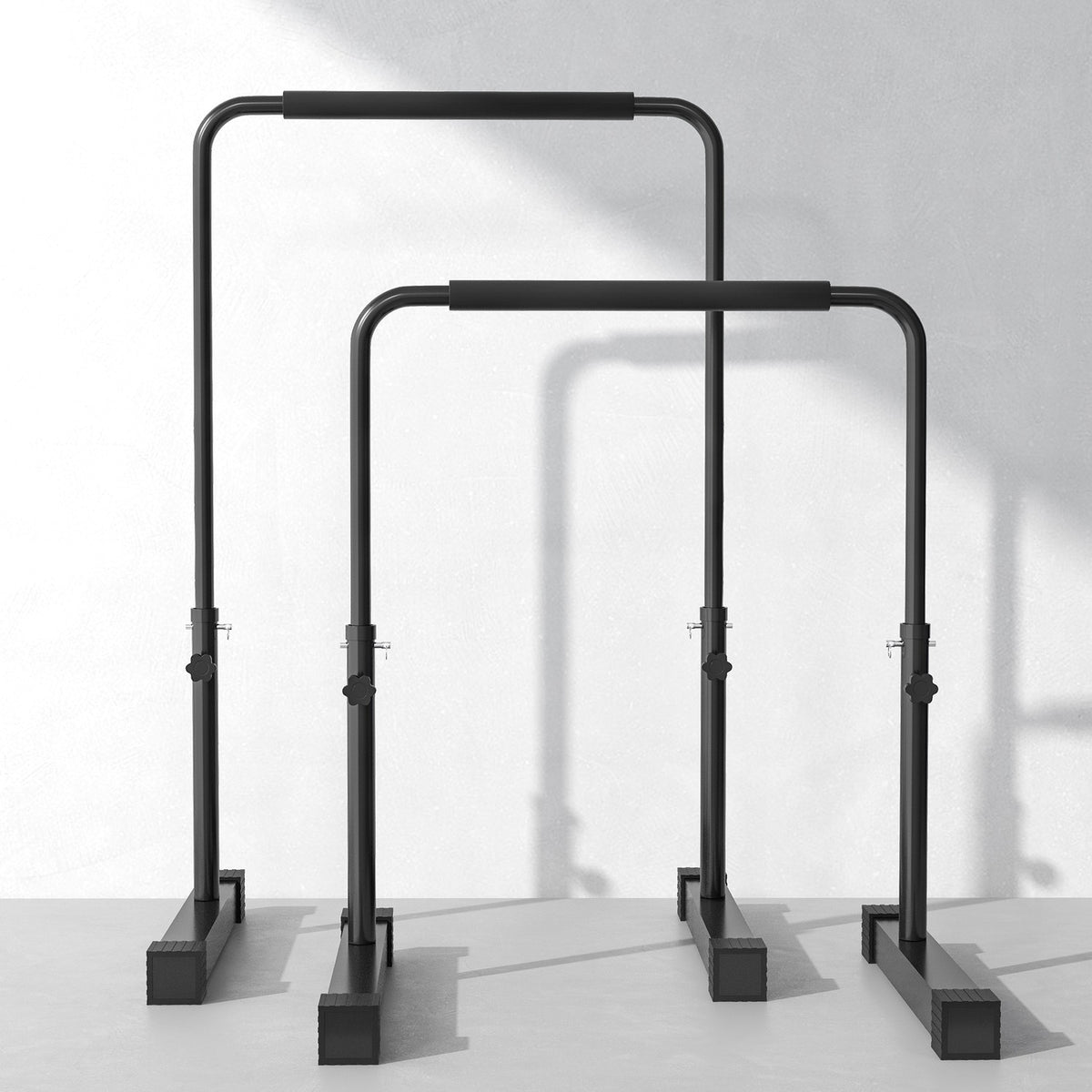 Dip Bars Set of 2 Non-Slip Dip Station 80-100 cm Height Adjustable Fitness Parallettes for Muscle Training and Strength Training Steel Black