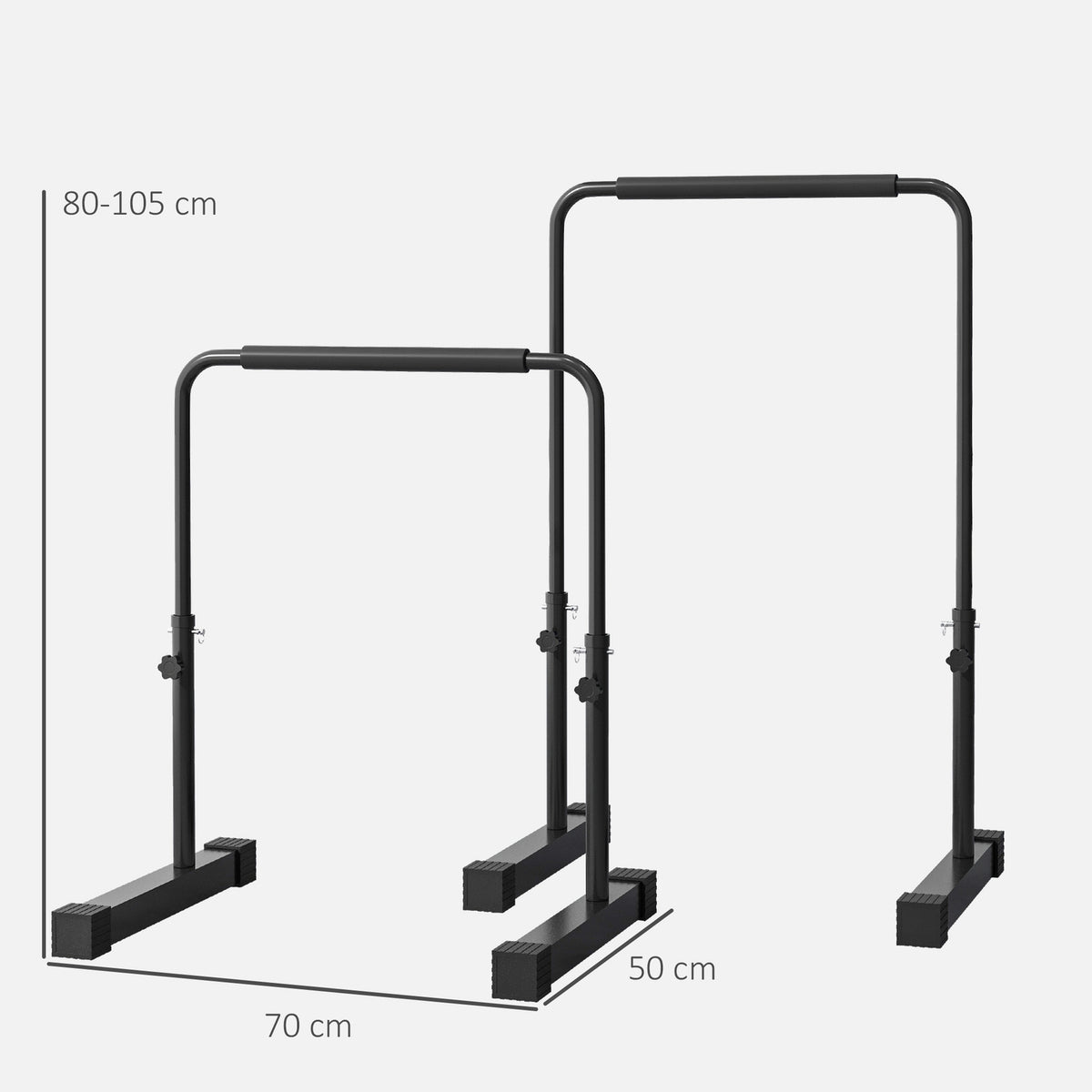 Dip Bars Set of 2 Non-Slip Dip Station 80-100 cm Height Adjustable Fitness Parallettes for Muscle Training and Strength Training Steel Black