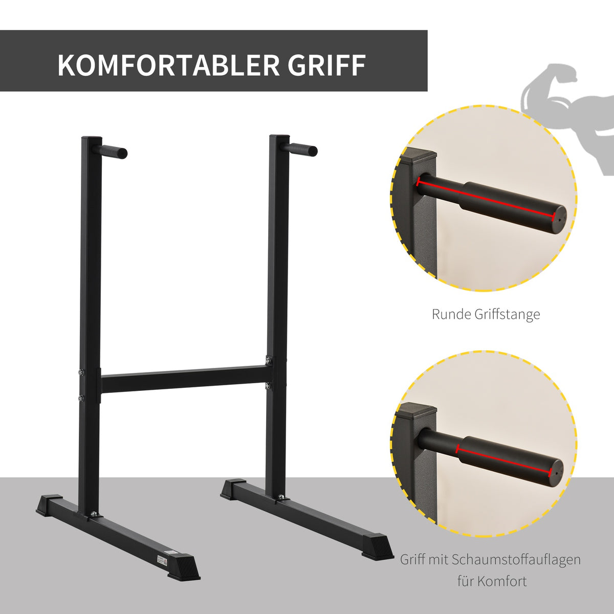 Dip Station, Dip Stand For Abdominal And Back Training, Steel, Black, 104X70.5X122Cm
