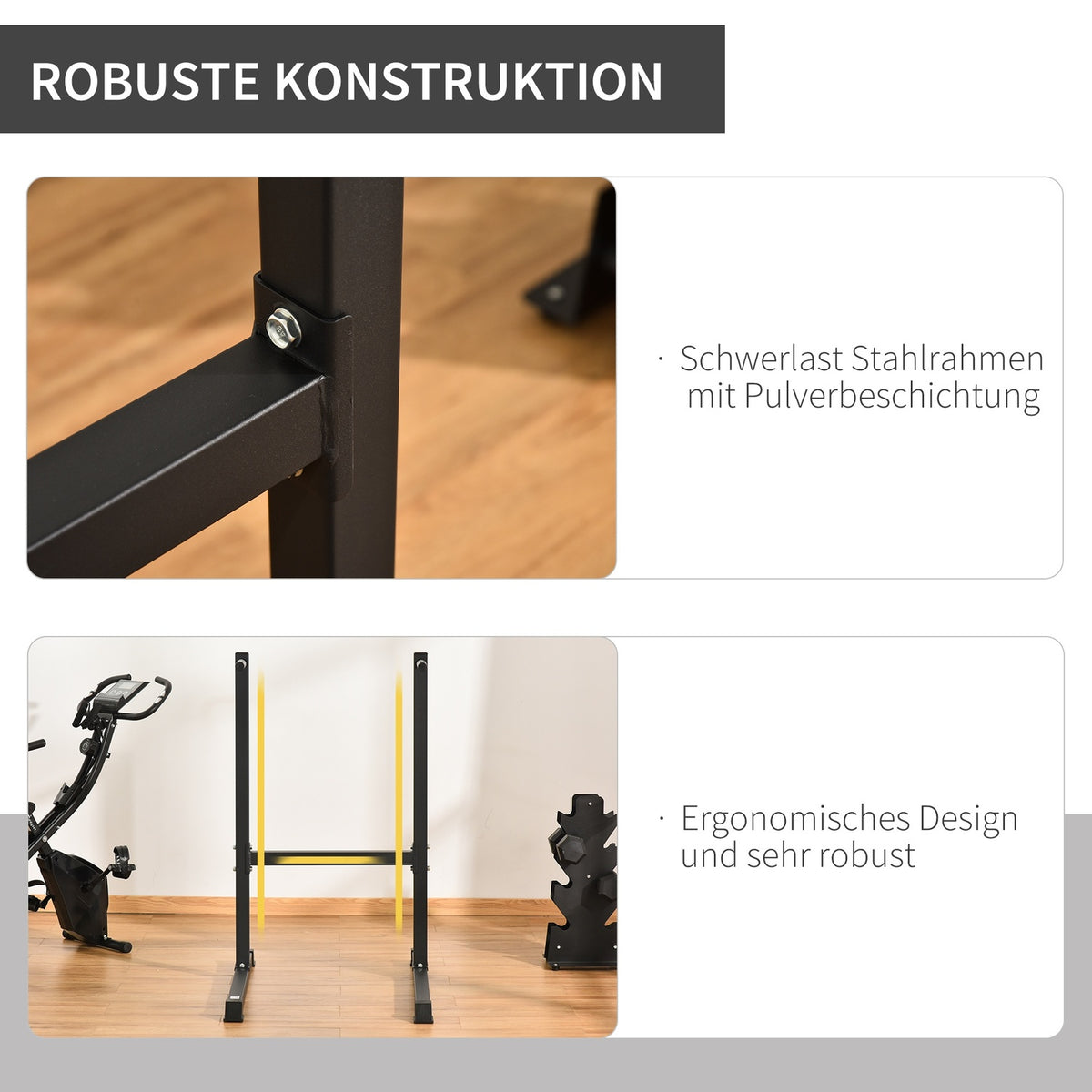 Dip Station, Dip Stand For Abdominal And Back Training, Steel, Black, 104X70.5X122Cm