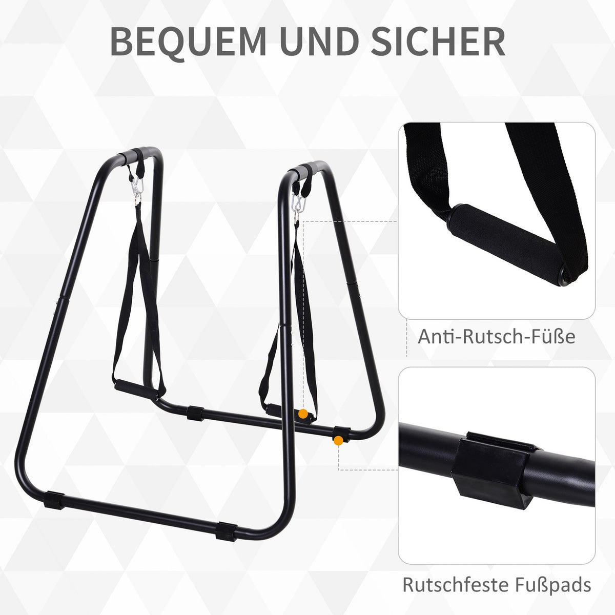 Dipstation Stable Dip Stand With Sling Trainer, Robust Steel Frame, Black, 90X81X92.5Cm