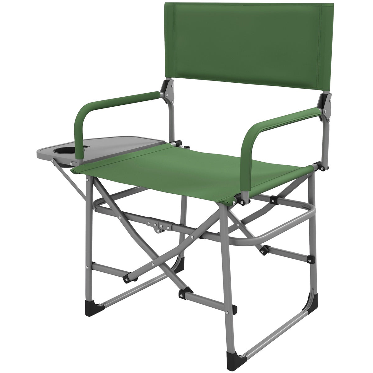 Director'S Chair Foldable Camping Chair With Side Table Cup Holder Folding Chair With Handle For Camping Beach Oxford Green
