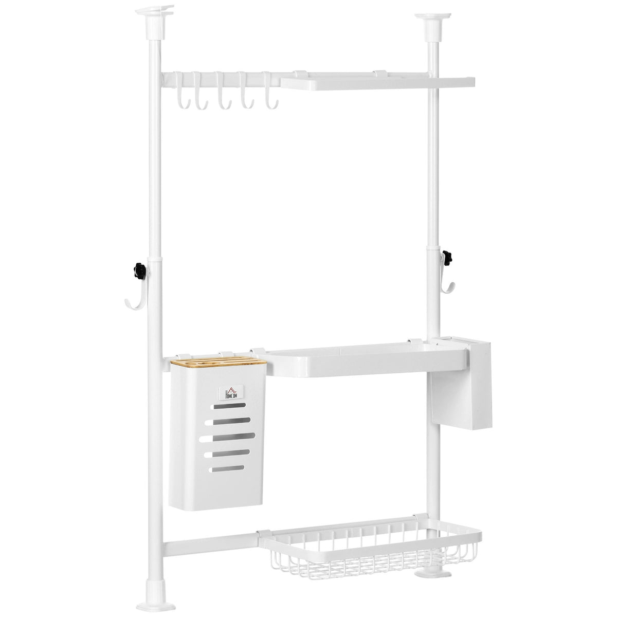 Dish Drainer 3 Tier Dish Rack With Hooks, Knife Holder, Height Adjustable, Dish Drainer Set