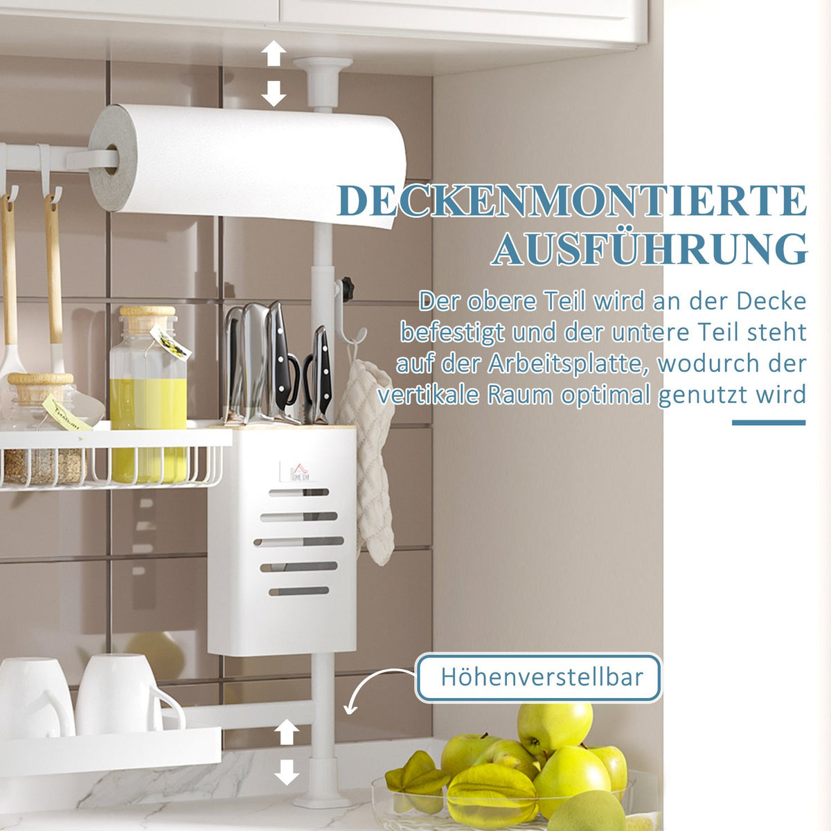 Dish Drainer 3 Tier Dish Rack With Hooks, Knife Holder, Height Adjustable, Dish Drainer Set