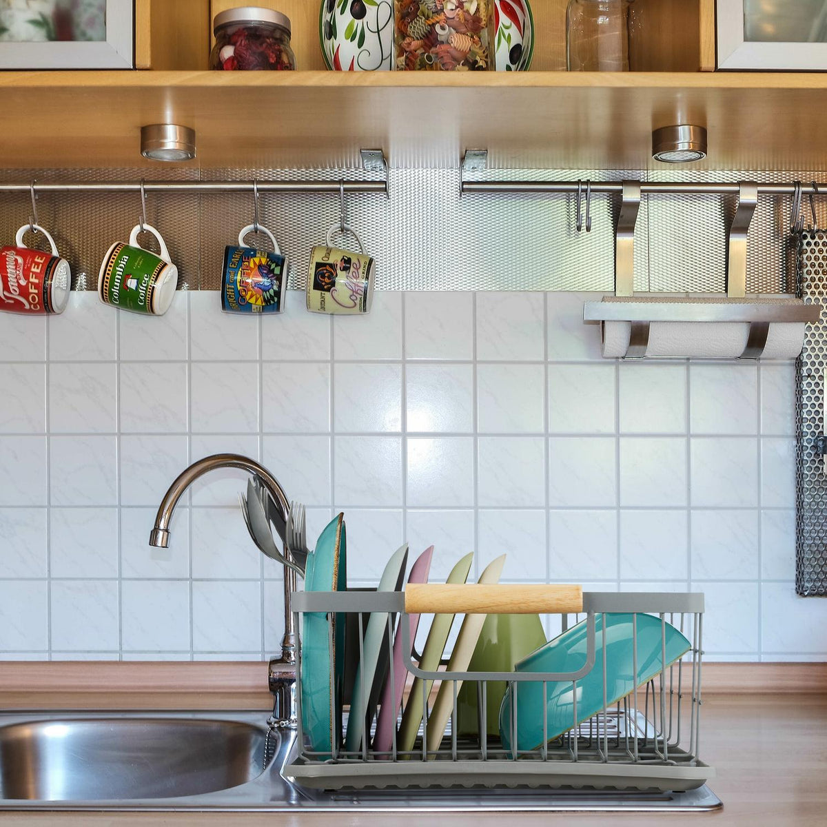 Dish Rack with Drip Tray and Cutlery Holder