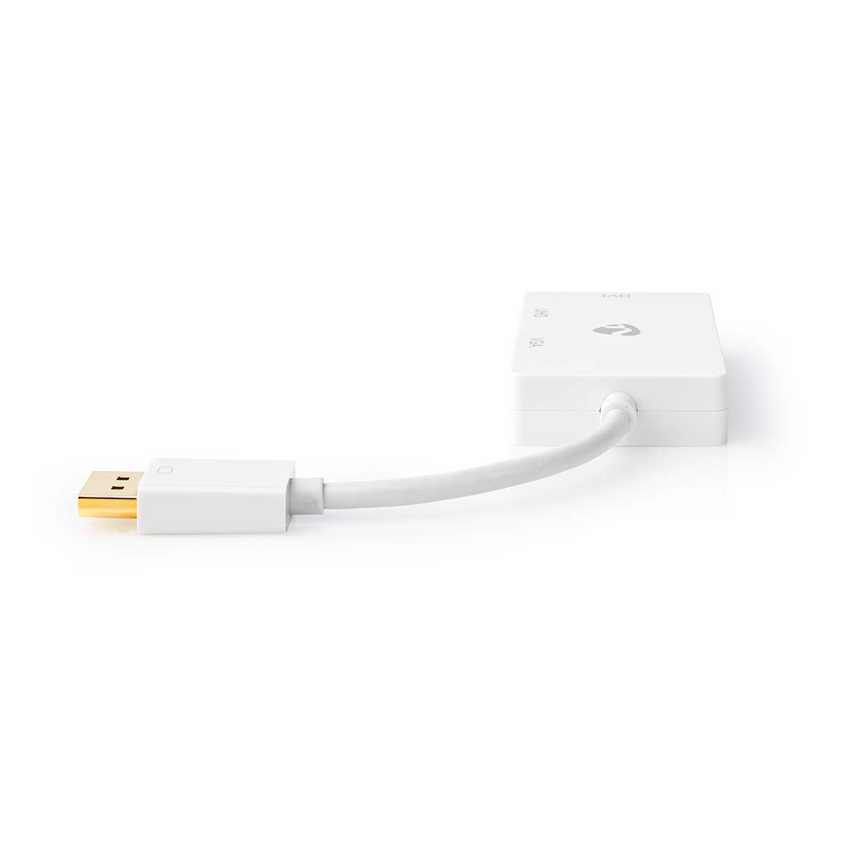 DisplayPort Adapter | DisplayPort Male | DVI-D 24+1-Pin Female / HDMI™ Female / VGA Female | 4K@60Hz | Gold Plated | Switchable | 0.20 m | Round | ABS | ABS | White | Box