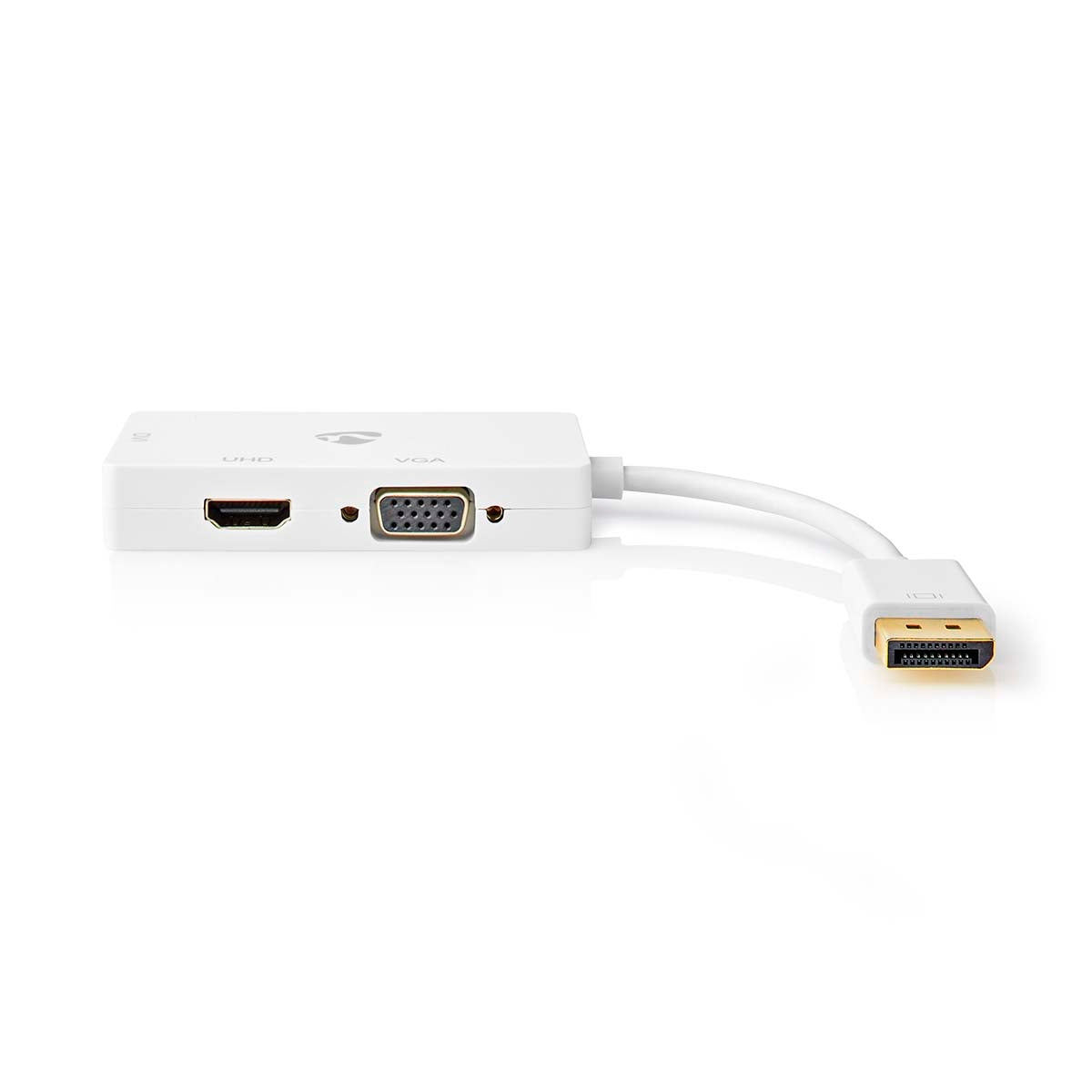 Displayport adapter | DisplayPort Male | DVI-D 24+1-Pin Female / HDMI™ Female / VGA female 15p | 4K@60Hz | Gold Plated | Switchable | 0.20 m | Round | ABS | ABS | White | Blisters