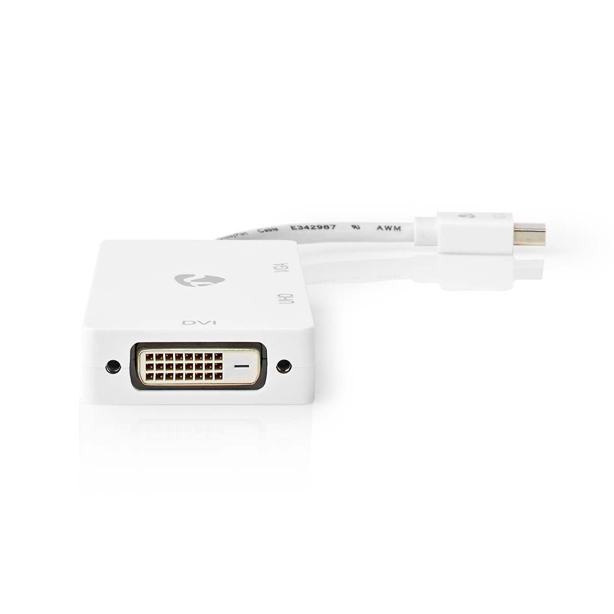 Displayport adapter | Mini DisplayPort Male | DVI-D 24+1-Pin Female / HDMI™ Female / VGA female 15p | 4K@60Hz | Nickel Plated | Switchable | 0.20 m | Round | ABS | ABS | White | Box