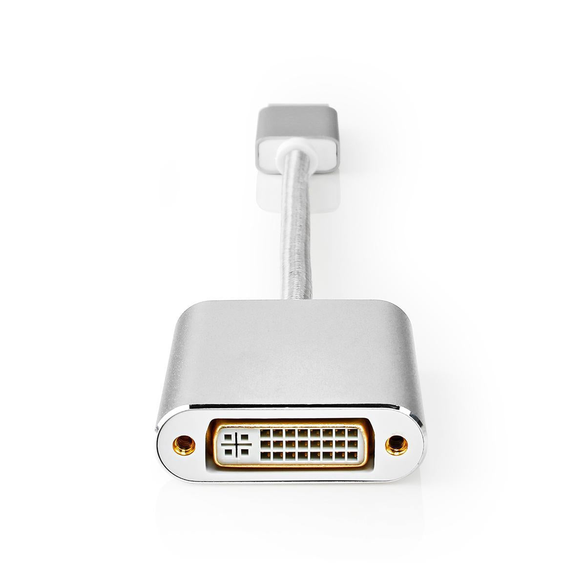 Displayport cable | DisplayPort Male | DVI-D 24+1-Pin Female | 1080p | Gold Plated | 0.20 m | Round | Braided | Silver | Carton with covered window
