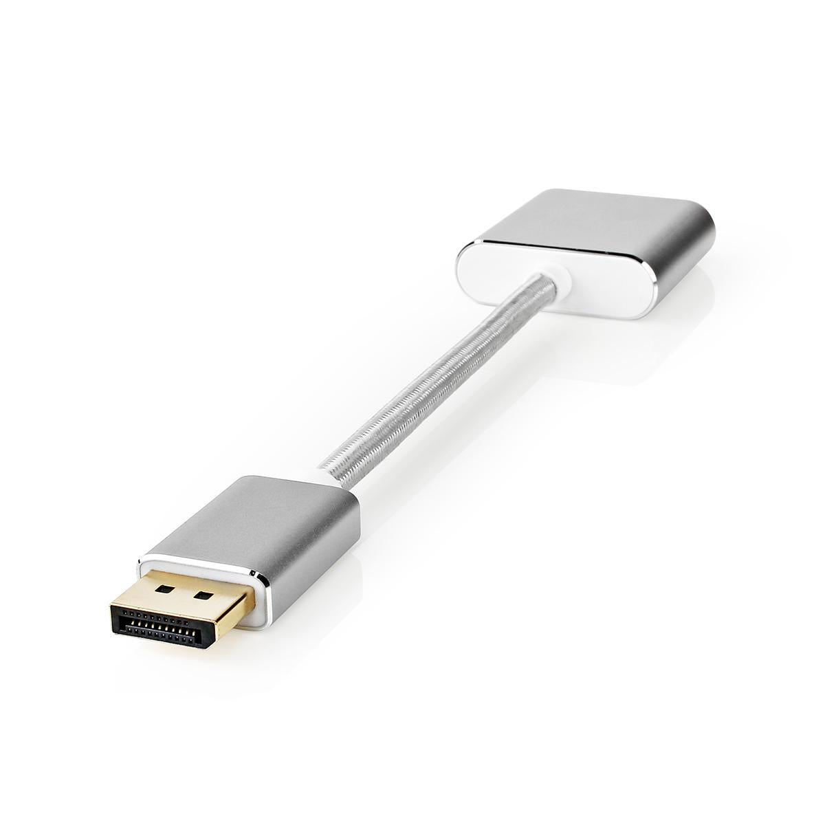 Displayport cable | DisplayPort Male | DVI-D 24+1-Pin Female | 1080p | Gold Plated | 0.20 m | Round | Braided | Silver | Carton with covered window