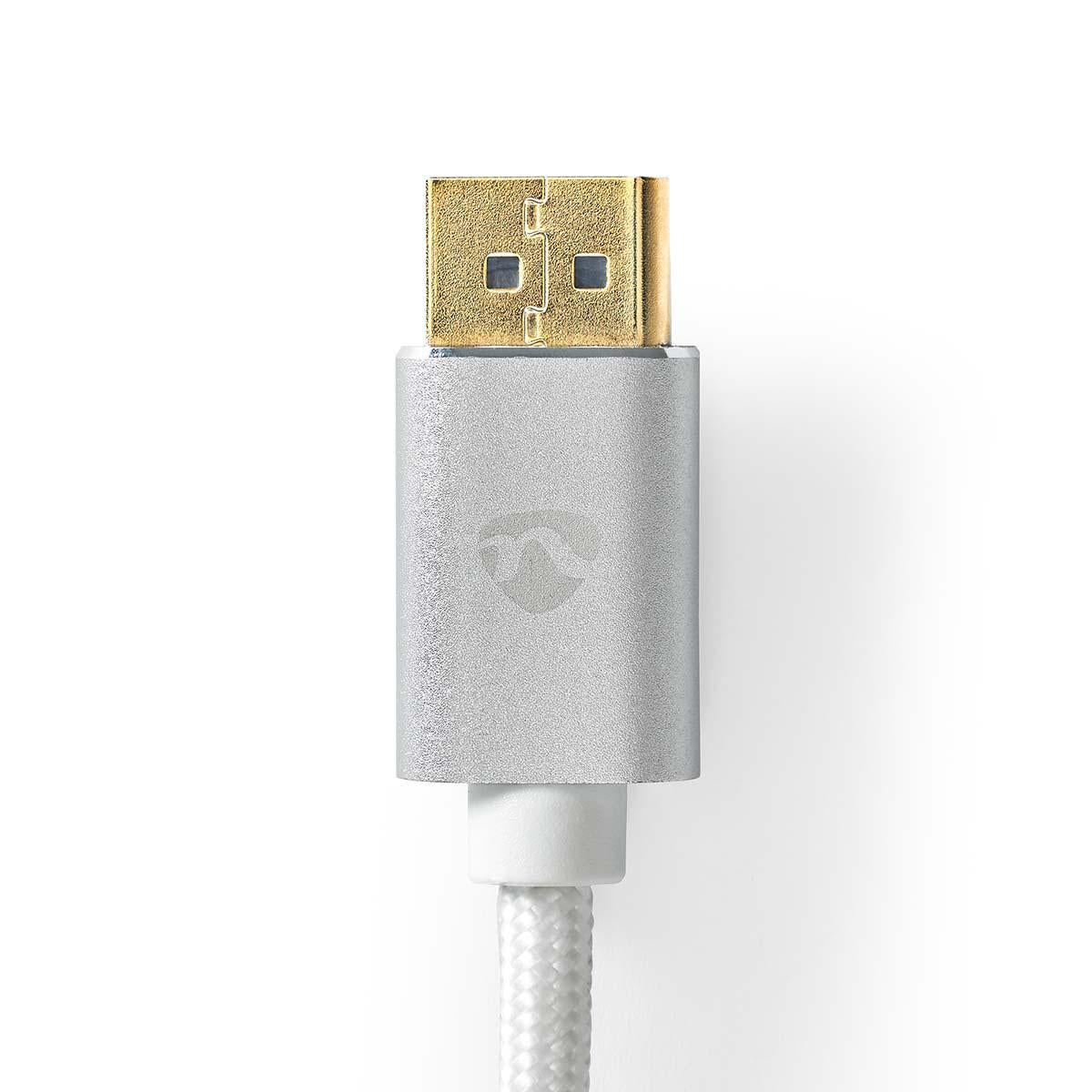 Displayport cable | DisplayPort Male | DisplayPort Male | 8K@60Hz | Gold Plated | 2.00 m | Round | Braided | Silver | Carton with covered window