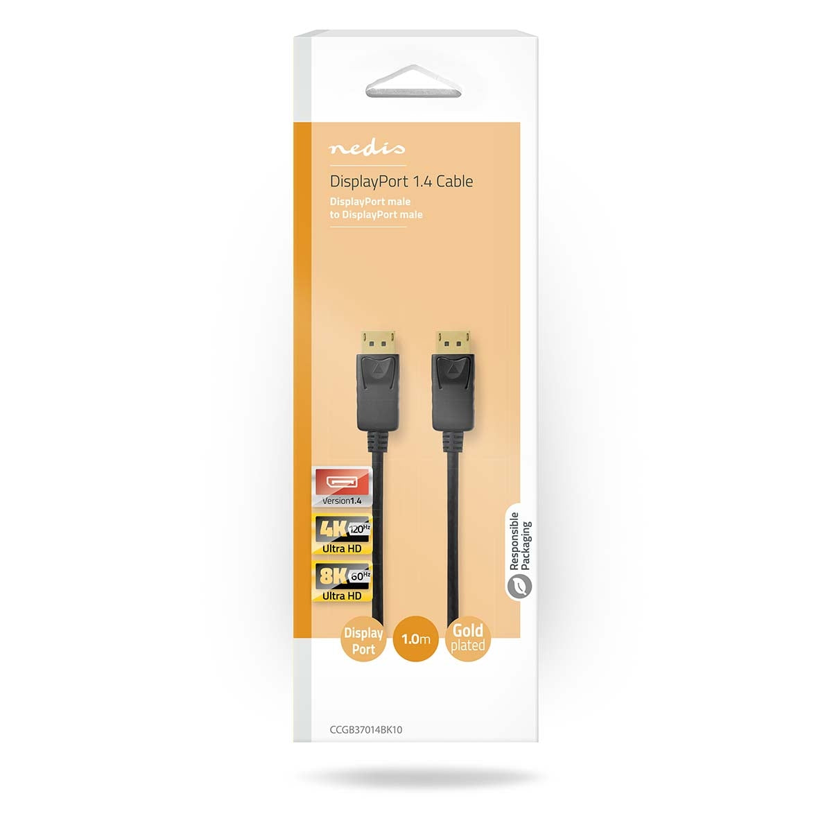 Displayport cable | DisplayPort Male | DisplayPort Male | 8K@60Hz | Nickel Plated | 1.00 m | Round | PVC | Black | Box
