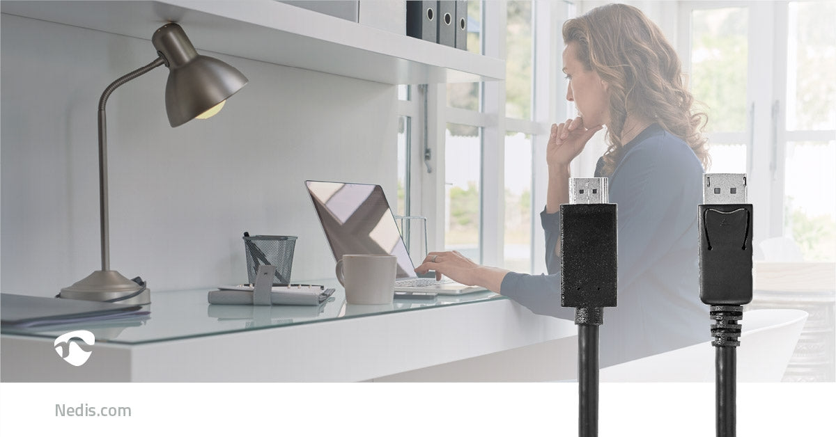 Displayport cable | DisplayPort Male | HDMI™ Connector | 4K@60Hz | Nickel Plated | 2.00 m | Round | PVC | Black | Plastic bag