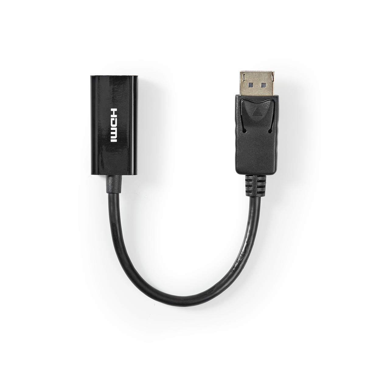 Displayport cable | DisplayPort Male | HDMI™ Output | 4K@30Hz | Nickel Plated | 0.20 m | Round | PVC | Black | Tag