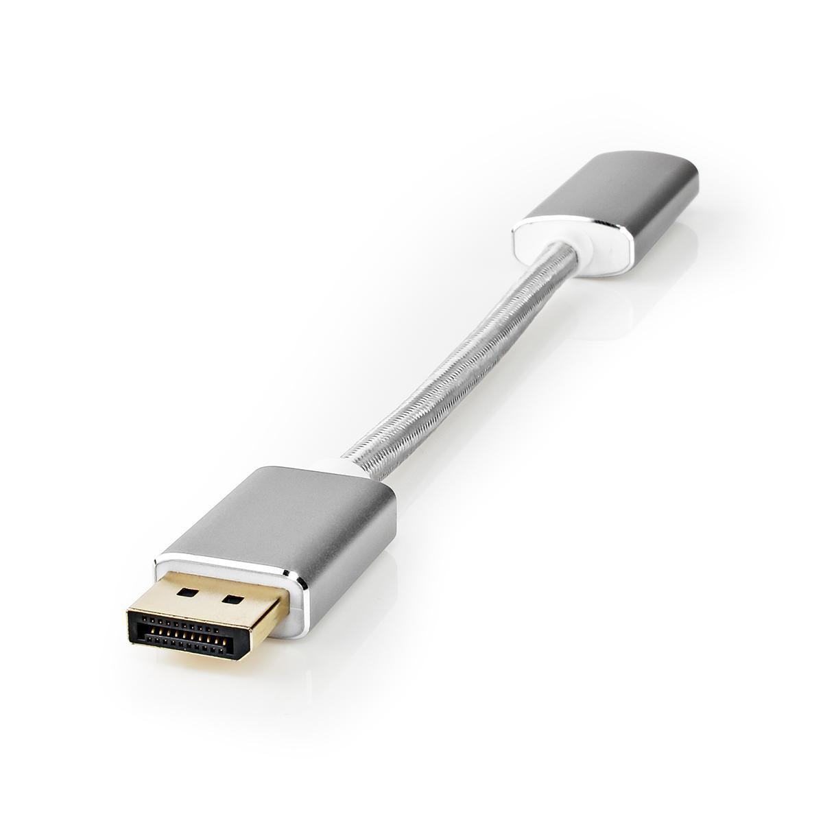 Displayport cable | DisplayPort Male | HDMI™ Output | 4K@60Hz | Gold Plated | 0.20 m | Round | Braided | Silver | Carton with covered window